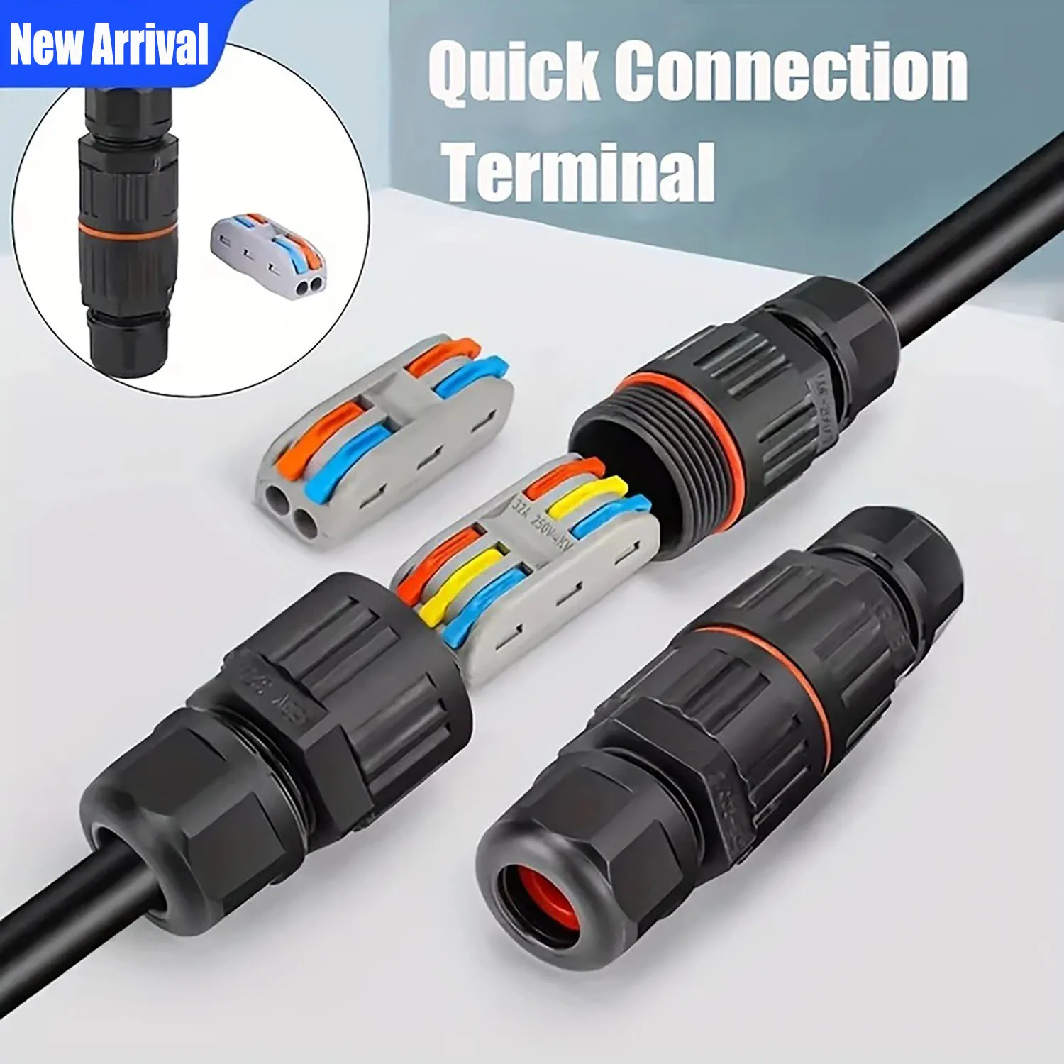 ขั้วต่อกันน้ำแบบเร็ว 1/2/3 ชิ้น มาตรฐาน IP68 ขั้วต่อกันน้ำแบบไม่ต้องบัดกรี 2/3 ขา สำหรับสายไฟ LED ใช้งานกลางแจ้ง ทนฝน 1