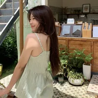 Korean Version Loose Fit V Neck Camisole For Women Solid Color Sweet Lace Stitching Summer Casual Versatile Sleeveless Tank Top - Image 3