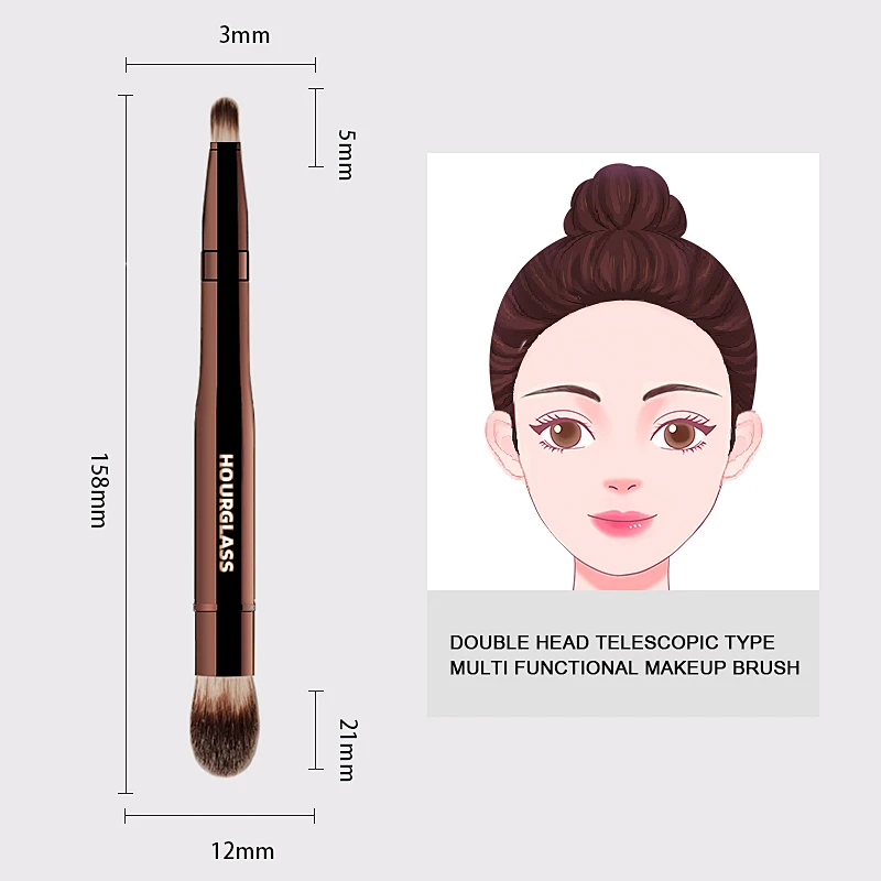 Hourglass Makeup Brush- No.28 Double Head Retractable Multifunctional Makeup Brush Concealer Highlight Face Makeup Brush 4