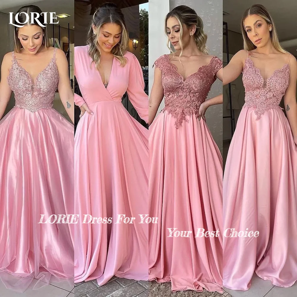LORIE Elegant Lace Bridesmaid Dresses Pink Mermaid Backless Pleats Beach Bridal Gown Spaghetti Strapless Bride Dress