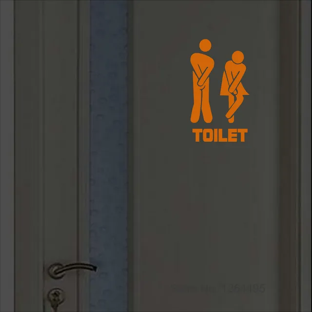 Divertente adesivo luminoso per WC Cartoon Glow in the Dark Adesivo per bagno Adesivo per porta del bagno Etichetta indicatore fai da te da parete per WC 3