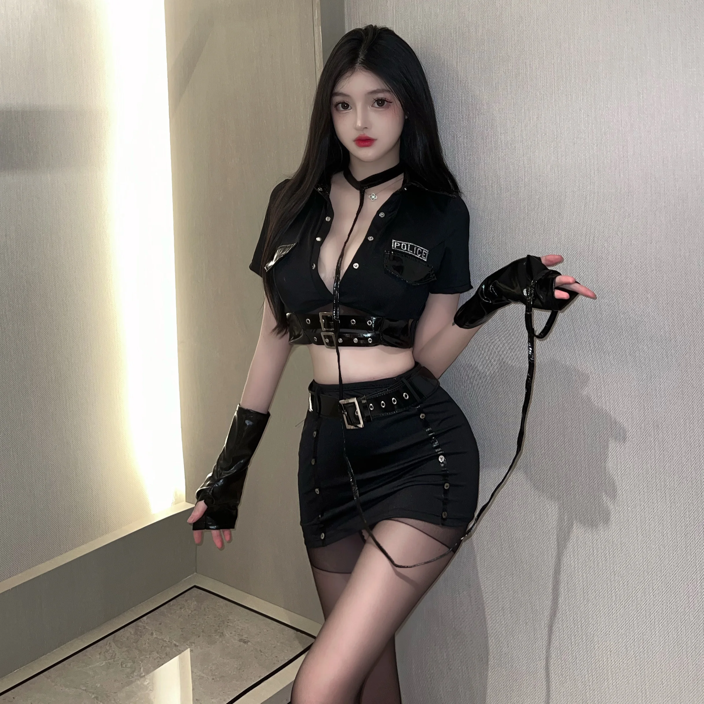 Sexy Devil Lady Wild Sister loween Police orm Cosplay Costume Bar KTV Role-plang Outfit Polyester Faion Set