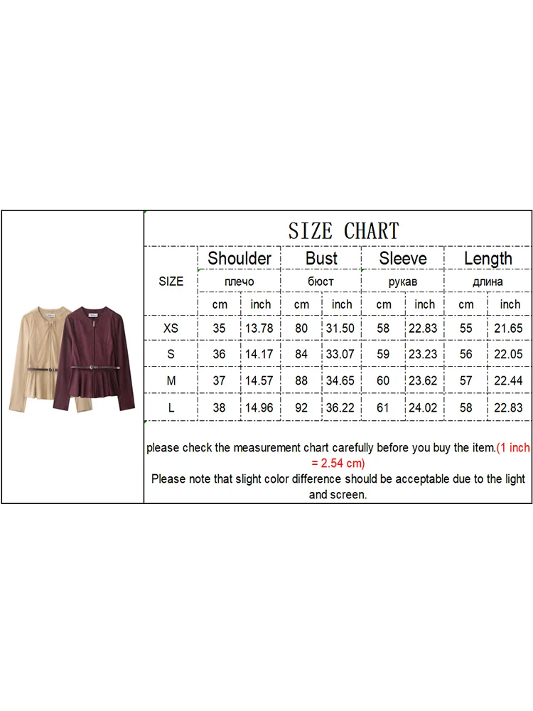 2025 Autumn New Women's Commuting Style Short Jacket Fashion Round Collar Long Sleeve Belt Decoration Suede Zipper Jacket Coat