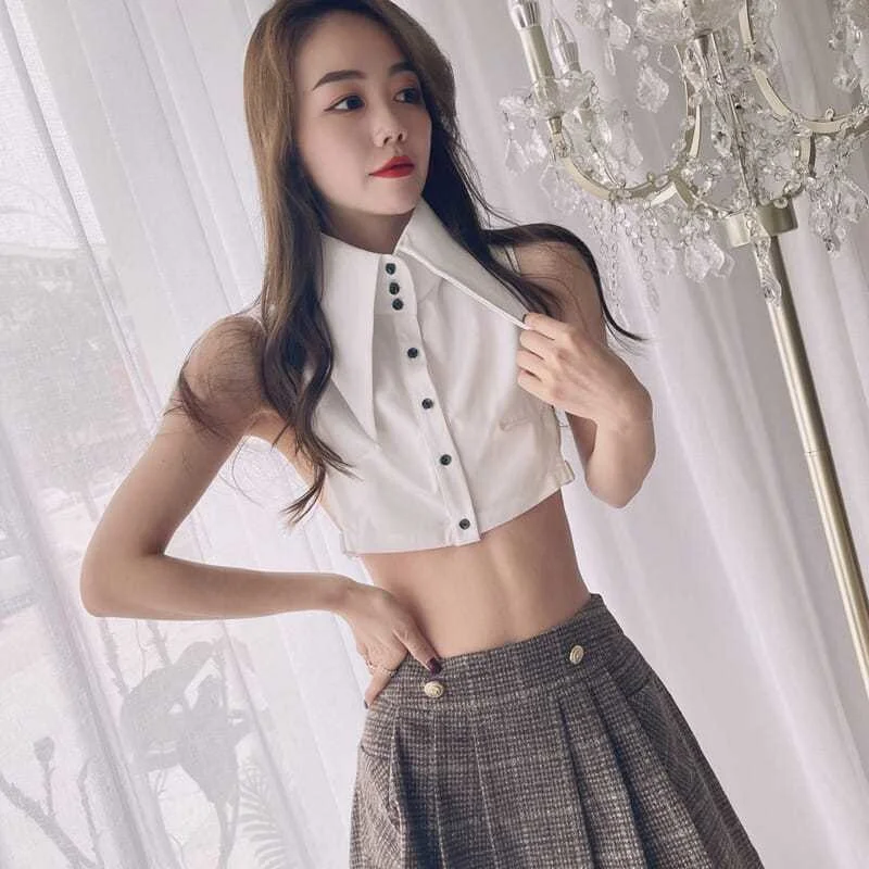 Satin Chiffon Shirt Collar False Women Versatile Matching Sweater Multi-functional