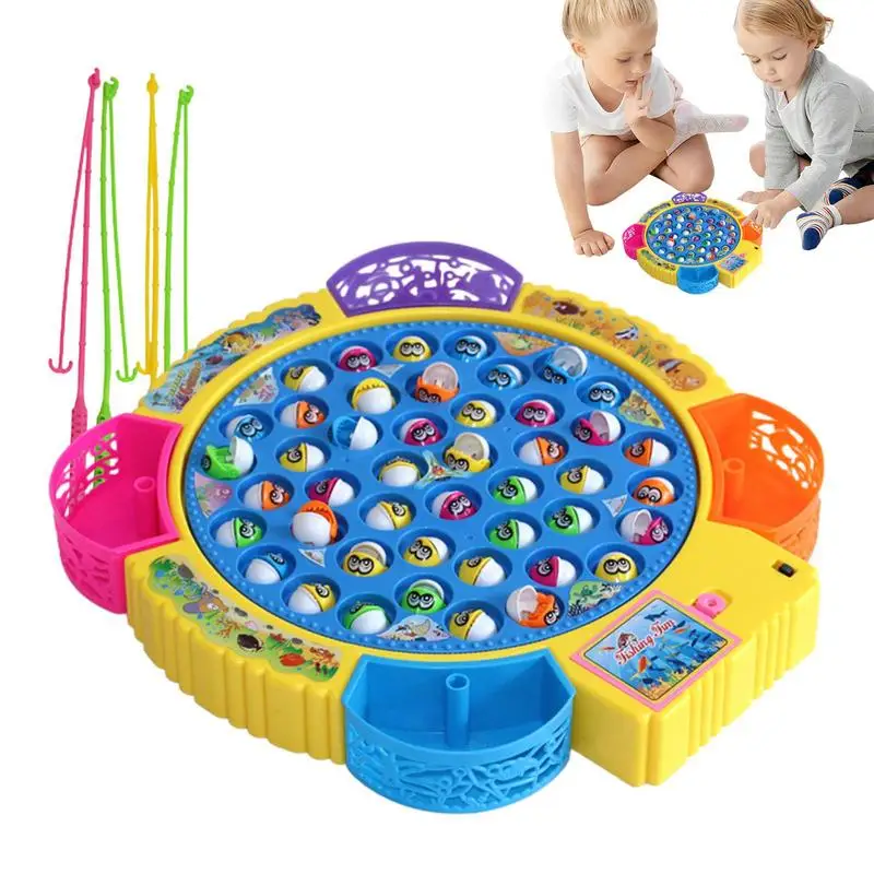 

Preschool Fishing Toy Fishing Preschool Play Toy Colorful Family Children Backyard Toy Games Rotating Fishing Board Game For