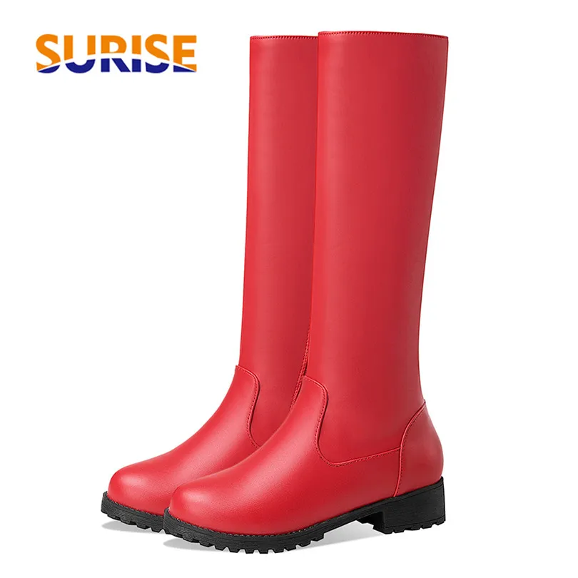 Plus Size Winter Women Mid-calf Boots Red Black Concise Party Office ...