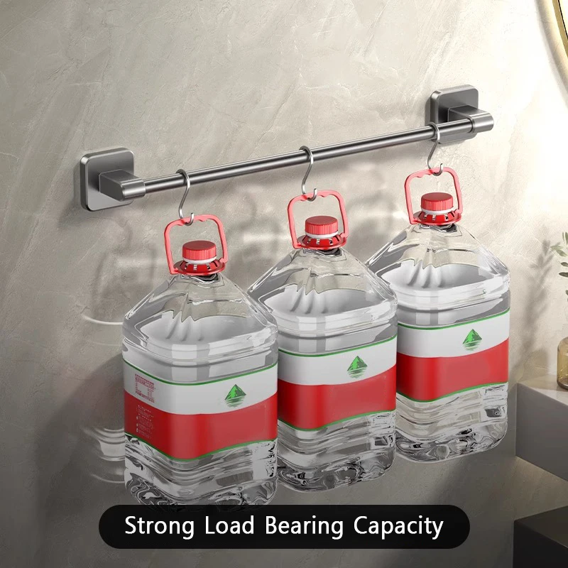 Towel Rack Bathroom Facilities 30/40/50/60cm Towel Bar Bathroom Nail-free Towel Rack Wall Mounted Bath Rack Kitchen Pot Cover Shoe Racks
