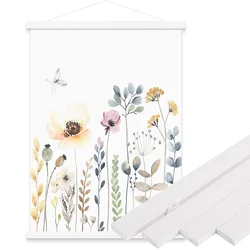 Magnetic Wooden Picture Poster Frame for Wall Art and Canvas Prints - Teak Pine Decor (White Wood)