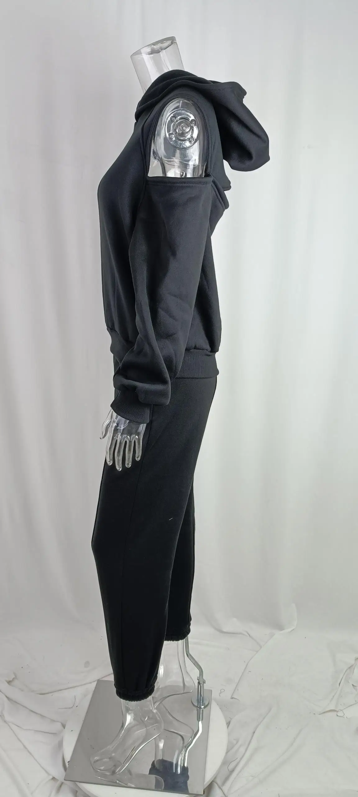 Herbstmode, vielseitiges, langärmeliges Samt-Sweatshirt mit elastischem Band, europäischer und amerikanischer Sportanzug im einfachen Stil – Detail 15