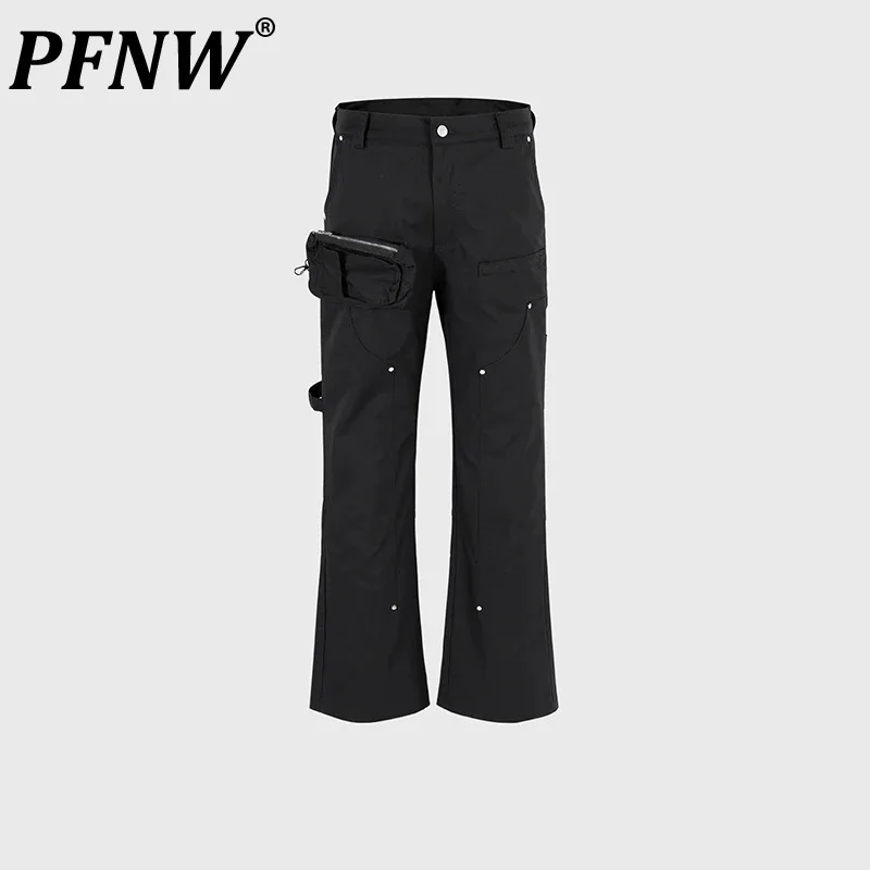 

PFNW Men's And Women's Autumn New Tide Zipper Cargo Pants Chic Darkwear Pocket Functional Wide Casual Overalls Trousers 12Z4255