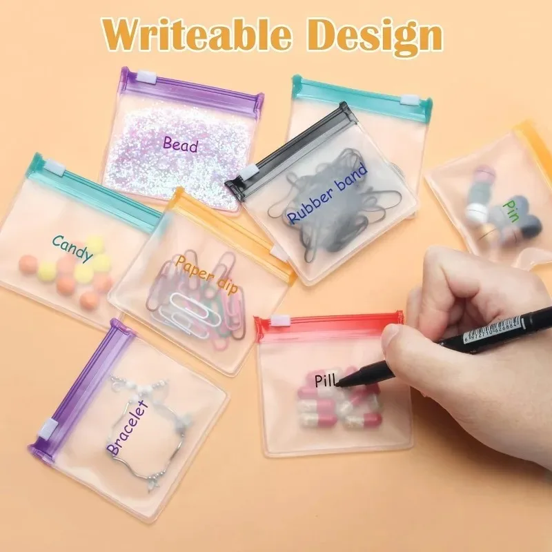 Compact Self-Sealing Zip Pouches - Colorful and Reusable Waterproof Storage Bags