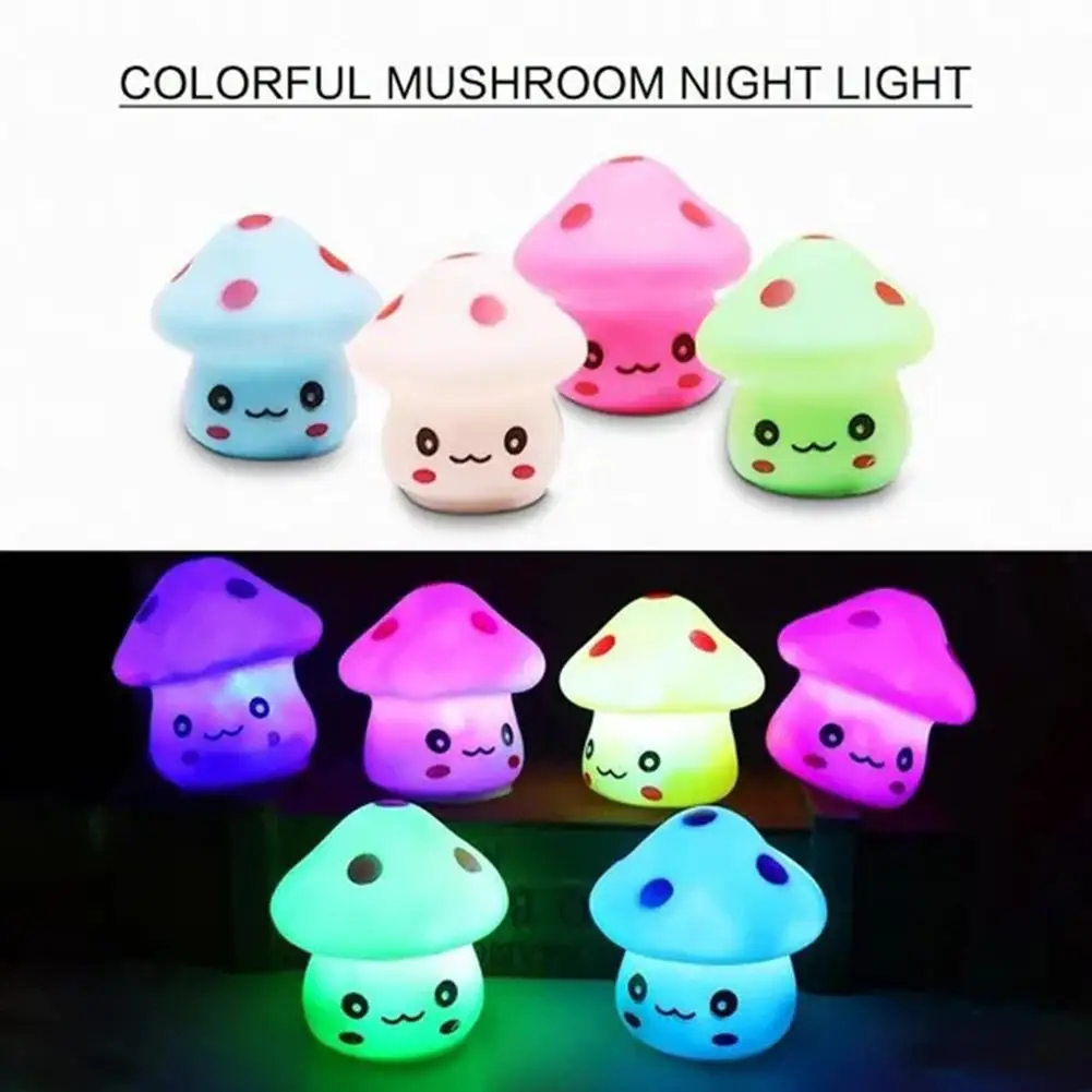 

1pcs Colorful LED NightLight Mushroom Luminous Lamp Home Luminous Novelty Toy Lamp Baby Light Sleeping Decoration Bedroom C U8A9