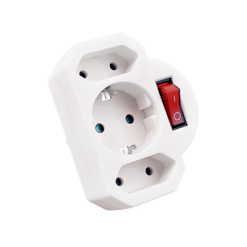 EU Extension Socket With Switch ON/OFF Electrical Plug European Standard Russia Spain Ukraine Korea Power Converter Plug Adapter