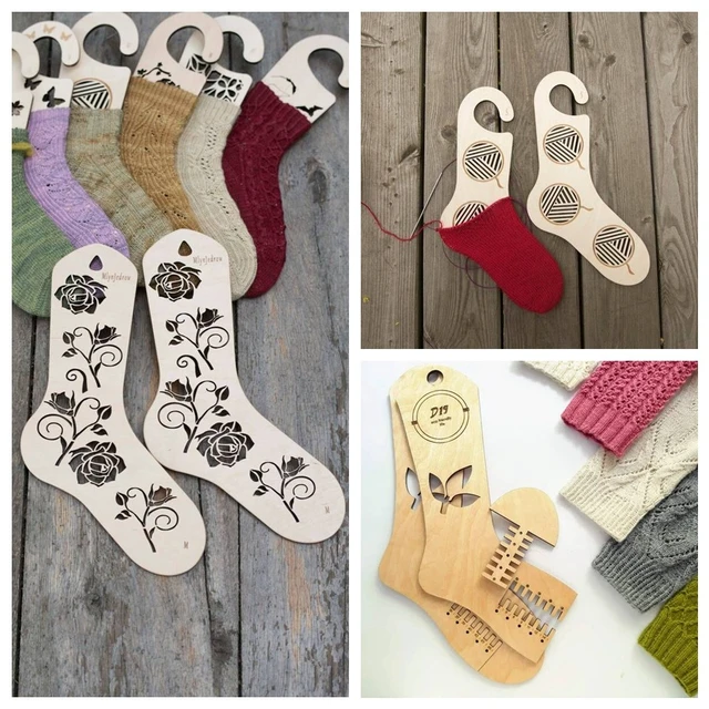 2PCS Hand Knitting Sock Molds Wooden Sock Blockers DIY Woven Socks Models