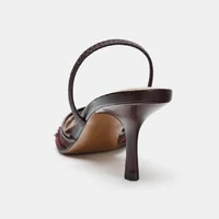 Brown String Bead Mesh Embroider Slingback High Heels Women Sexy Pointed Toe Heeled Sandals Summer Elegant Luxury Designer Shoes - Image 4