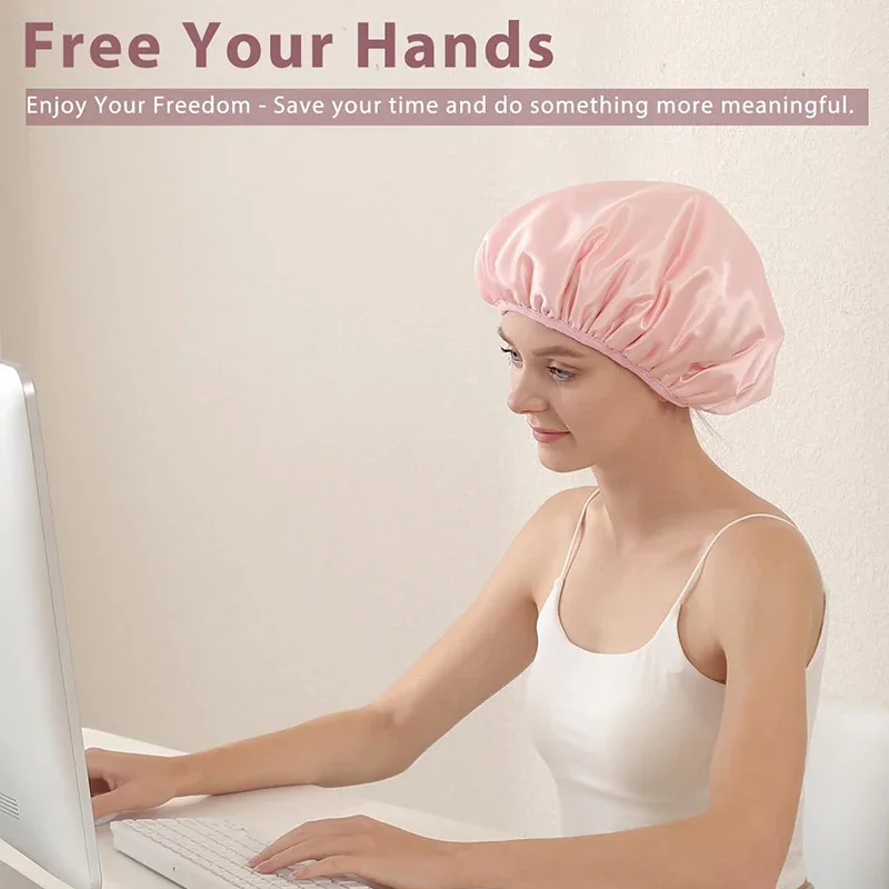 Reusable 3-Layer Waterproof Shower Cap | Extra Large | Adjustable Womens Cap | Perfect for Girls Ajdustable bonnet Bonnet Bonet 5