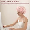 Reusable 3-Layer Waterproof Shower Cap | Extra Large | Adjustable Womens Cap | Perfect for Girls Ajdustable bonnet Bonnet Bonet 5