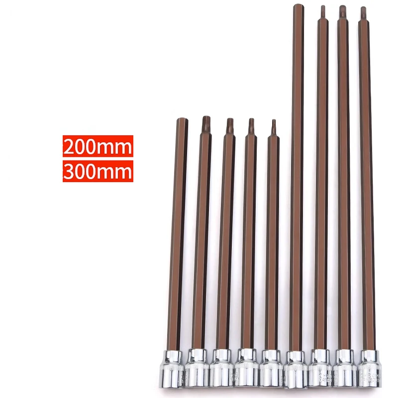 1pcs 200/300mm Extra Long 3/8 Inch Drive Hex Bit Socket H3