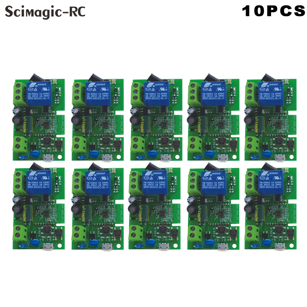 

10pc Wifi Smart Switch Module AC DC 7-32V 85-250V Wireless RF Remote Control Relay Timer for eWelink APP Alexa Google Home