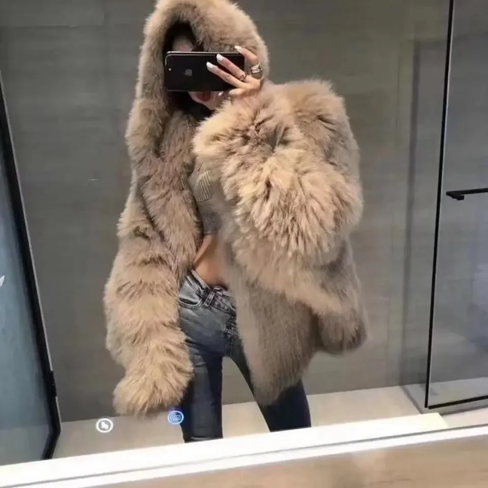 Yowablo Damen Jacke Faux Nerz – Warme Pelzjacke Mit Kapuze, In Vielen Größen