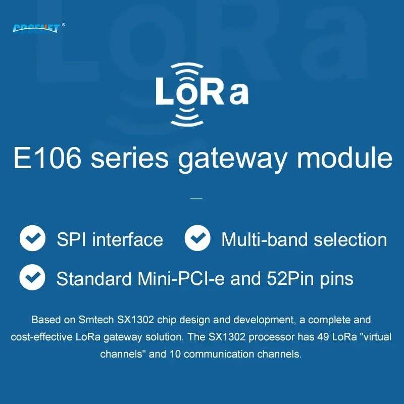CDSENET Industrial grade LoRaWAN gateway E106 LoRaWAN Gateway Module Support SPI PCI-e SX1302 Chips E106-915G27P2