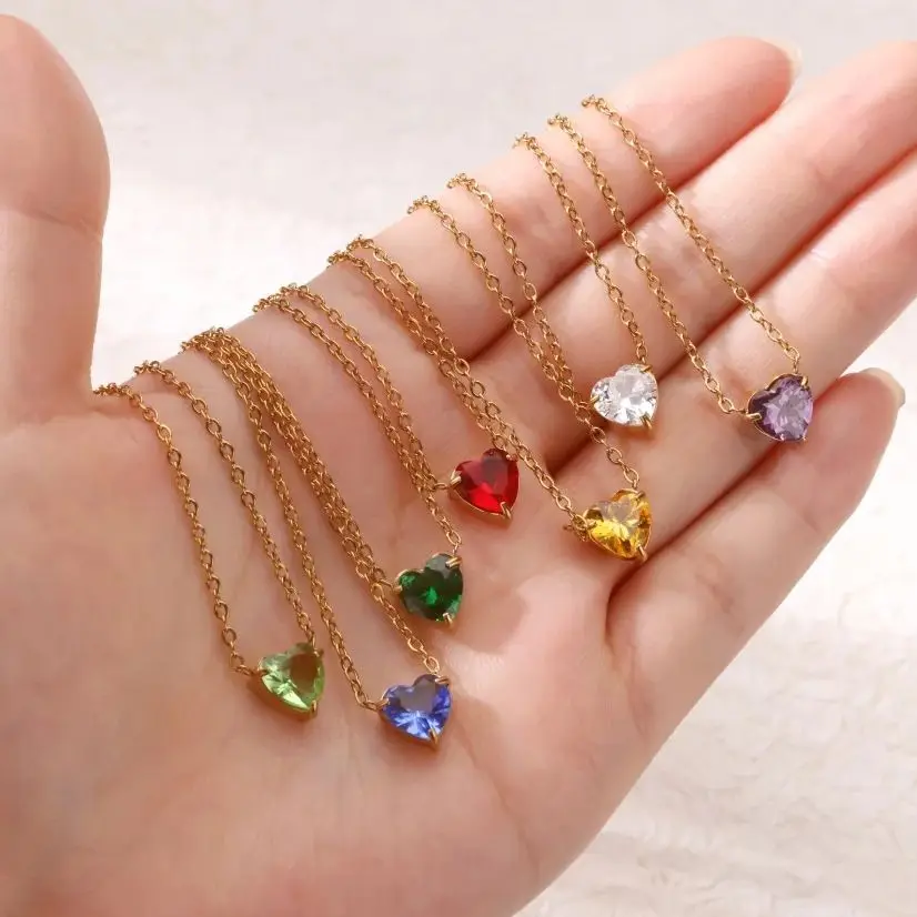 Birthstone Heart Necklaces For Women