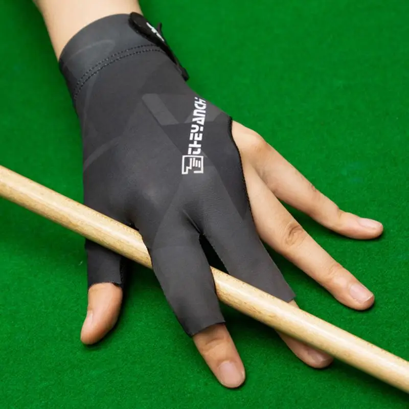 Billiards Glove Left Hand Three Finger Snooker Billiard Glove Non Slip Stickers Elasticity Billiard Training Gloves Accessories billiard gloves