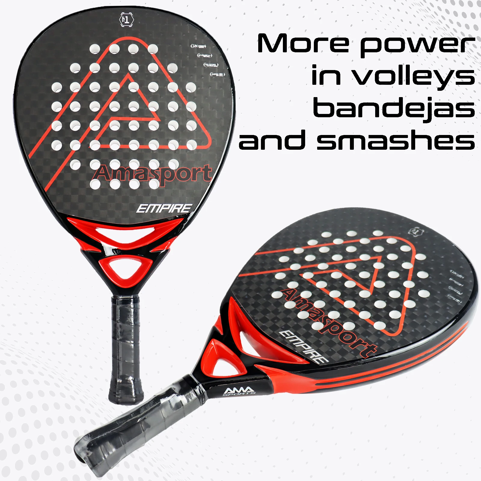 AMASPORT 12K Carbon Fiber Paddle Racket Set of 2 with Shock Absorption,Control and Power, Professional Paddle Tennis Racquet