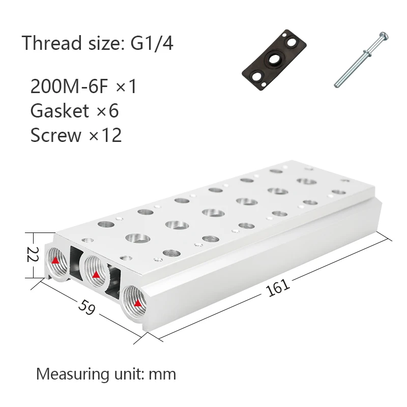 TAILONZ PNEUMATIC 100M 2-Position Manifold For 4V110-06 Solenoid Valve - Aluminum Valve Plate With Accessories