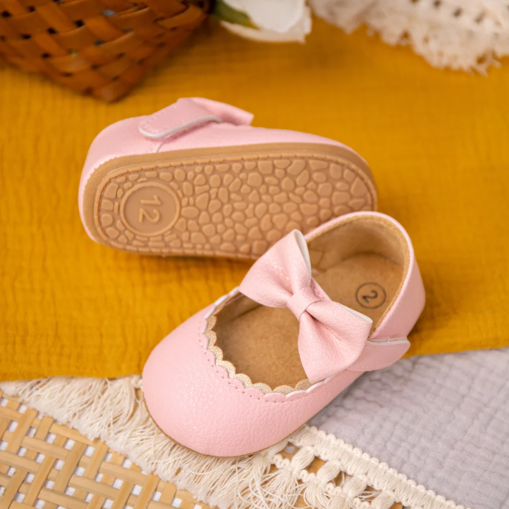 New Spring Autumn Baby Shoes Fashion Bow Princess Party Baby Girl Shoes Non-slip Rubber Sole First Walker Crib Shoes