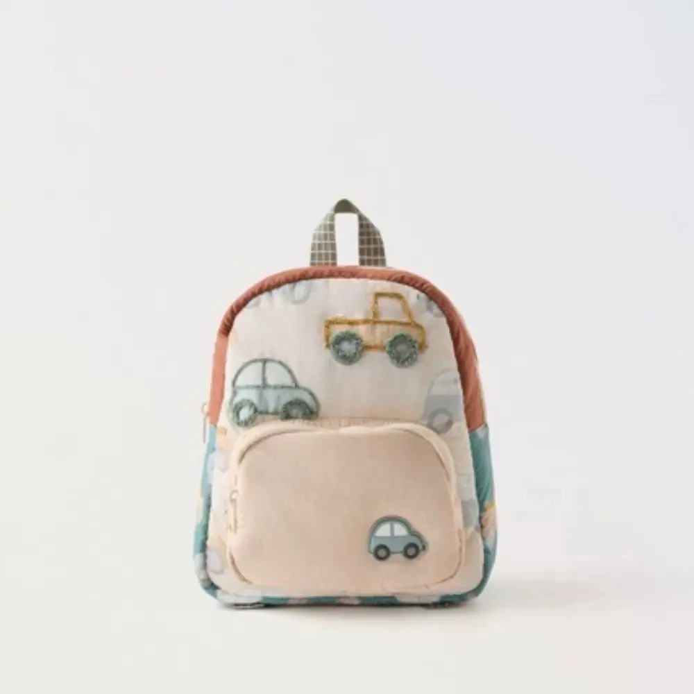 Cartoon Car Embroidery Children's School Backpack Kindergarten Multifunctional School Bags Boys and Girls Lightweight Backpack 3