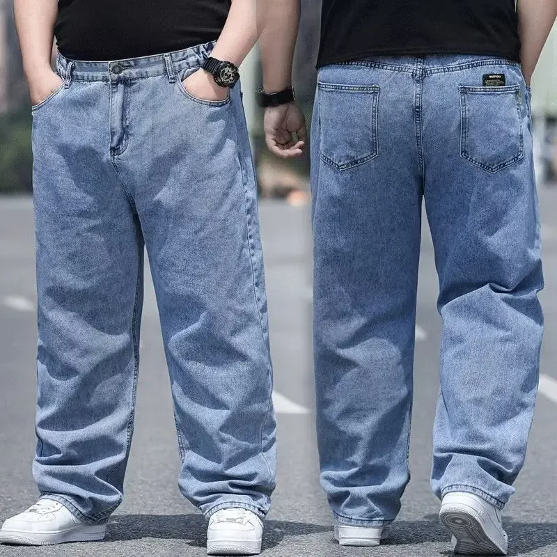 Men Jeans Autumn/winter Loose-fit Straight-leg Sweatpants Trendy Long Pants For Overweight People men jeans,mens jeans,jeans trousers,denim trousers,mens casual trousers