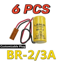 6PCS Fresh Date Original PLC Battery BR-2/3A 17335 3V 1200mAh Lithium Battery With FANAC Brown Connector 1