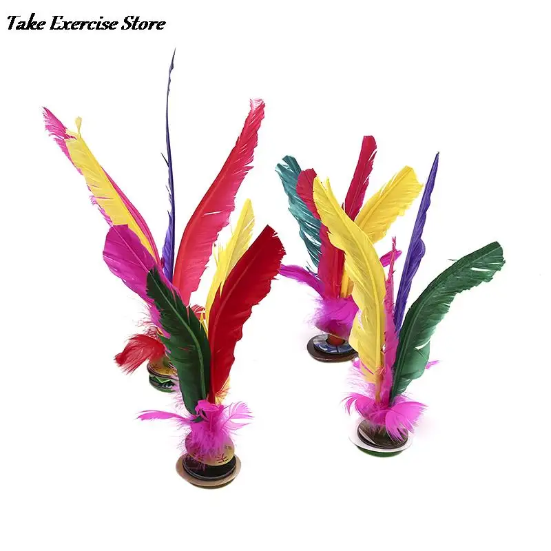 China Jianzi Football Foot Kick Handwheel Shuttlecock Goose Feather Shuttlecock Fitness Entertainment For Physical Exercise 1pc