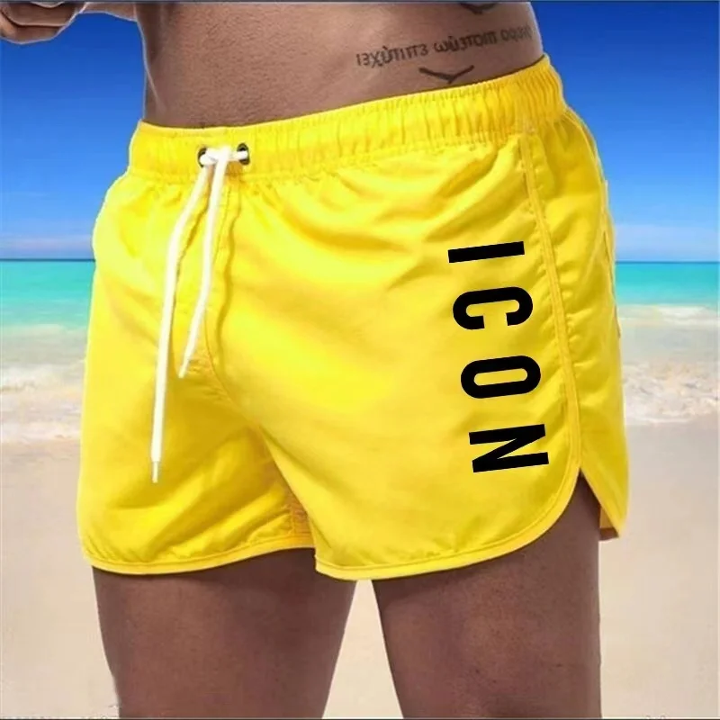 ICON 남성용 럭셔리 비치 바지, 속건성 체육관 조깅, 섹시한 반바지, 휴가 캐주얼 수영 트렁크, 여름 의류