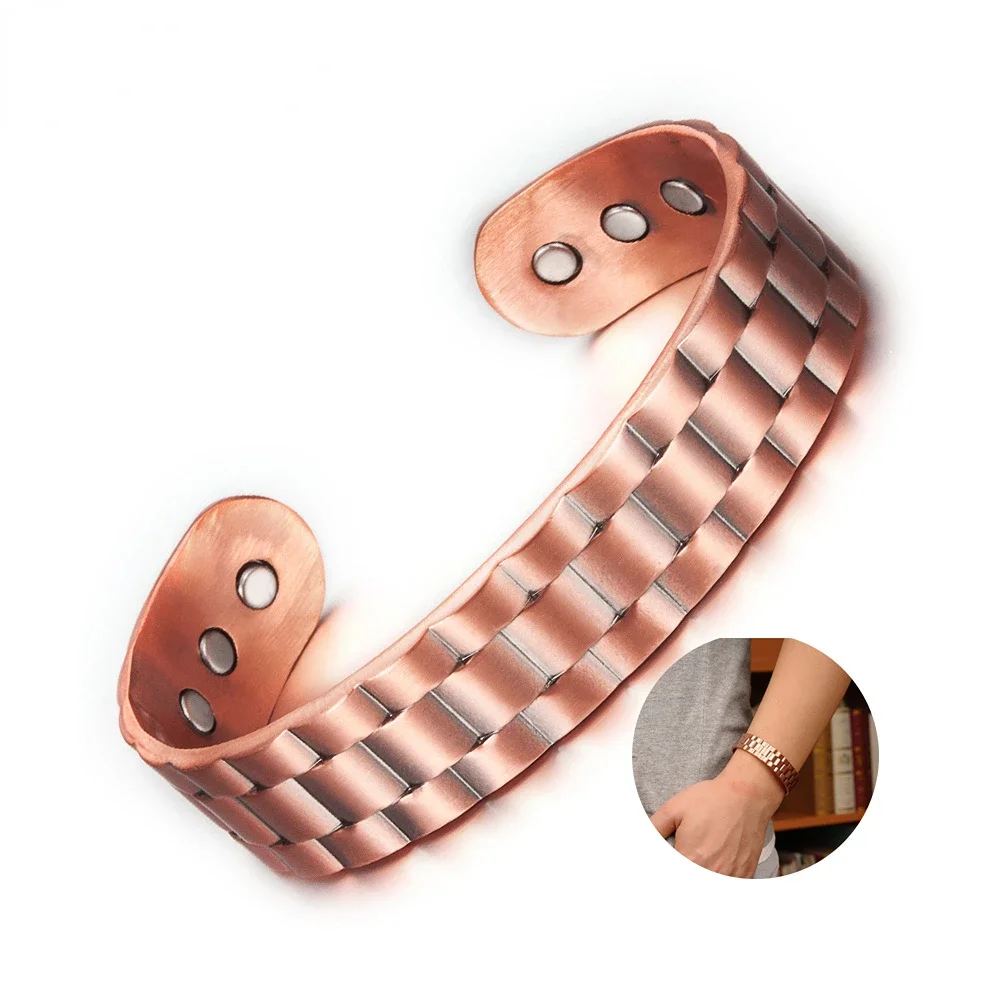 Magnetic Bracelet Bangle Bracelet Pure Copper Bracelet Men Magnetic Arthritis Adjustable Magnets Cuff Bracelet Magnetic Therapy Health Energy