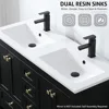 Bathroom Organizers, Bathroom Vanities Cabinet With Sink Combo Set, Undermount Double Resin Sink Thickened Wood, Matte Black Fau 5