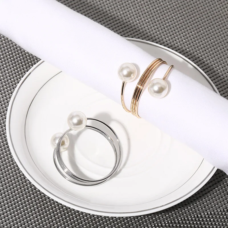 1Pc Pearls Napkin Rings Dinner Home Napkin Holder Wedding Buckles Decor