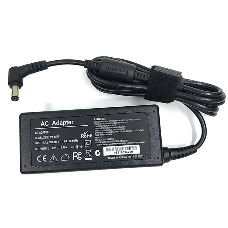 19V 65W Universal Laptop Charger with 5.5x2.5mm Connector