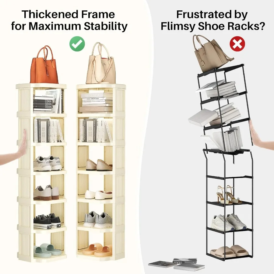Vertical Shoe Rack: 5 Tiers Stackable Shoe Rack for Closet DIY Free Standing Shoe Organizer Small Shoe Shelf for Small Spaces a