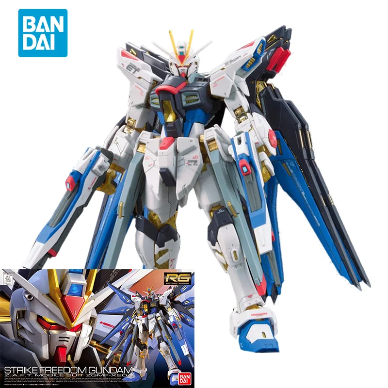 Bandai Original Gundam Anime Model Rg 1/144 Strike Freedom Gundam Action Figure Assembly Model Toys Christmas Gift For Children