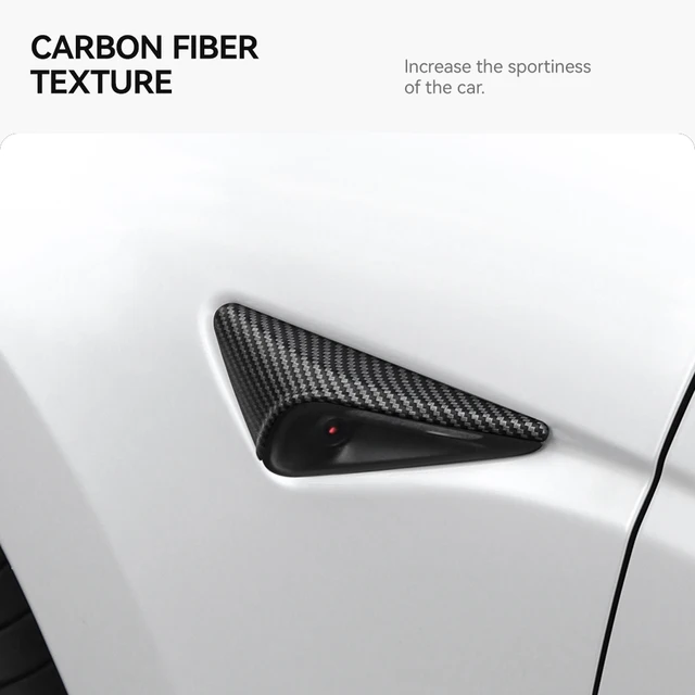 YZ for Tesla Model 3 Y Highland Juniper 2025 Side Camera Cover Lens Protector ABS Camera Cover Black Fiber Pattern Accessories 6