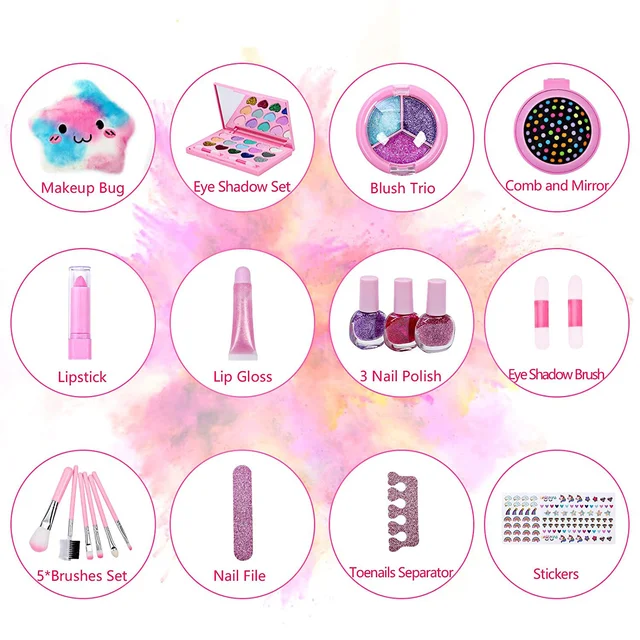 Crianças maquiagem cosméticos jogar caixa princesa maquiagem menina  brinquedo jogo conjunto batom sombra olho segurança não tóxico brinquedos  kit para crianças - AliExpress