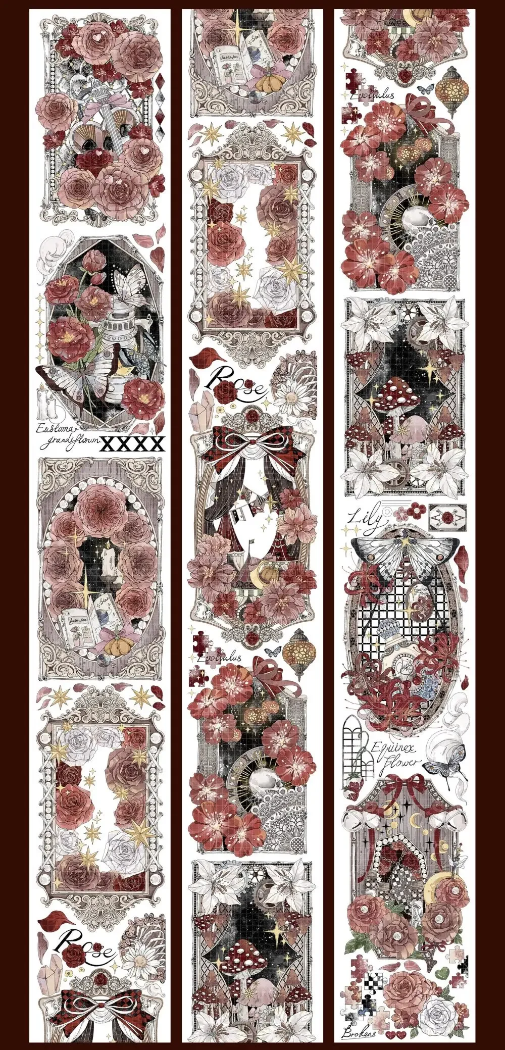 

1 Loop Rose Flower Mushroom Dark Wind Shiny PET Tape