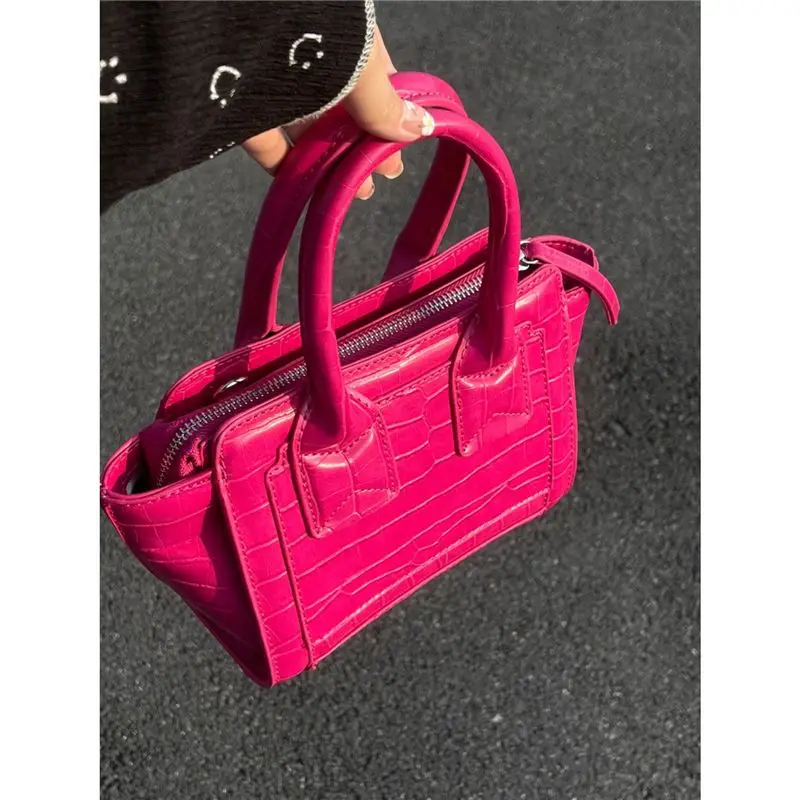 JIAERDI Crocodile Pattern Bucket Bag Women 2023 Harajuku Handle Casual Crossbody Bags Female Vintage Pink Y2k Hand Bag Aesthetic