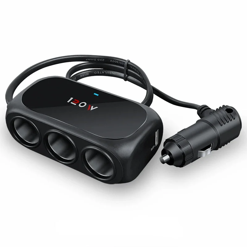 Accendisigari USB Auto 120W - 3 Prese 12V/24V + 2 Porte USB 3A - Ricarica Rapida Per Smartphone, Tablet, GPS
