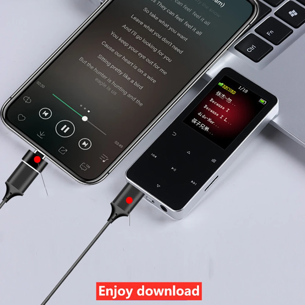 1.8 Metal MP3 Walkman Bluetooth MP4 Music Player TF Card Built-in 16GB Pluggable Lossless Touch Screen