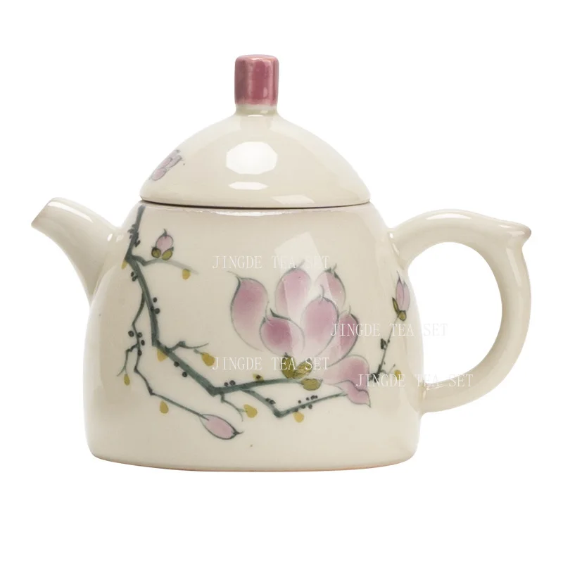 100ml Hand-painted Magnolia Teapot Ceramic Small Capacity Brewing Teapot Chinese Upscale Kung Fu Tea Set Master Teacups