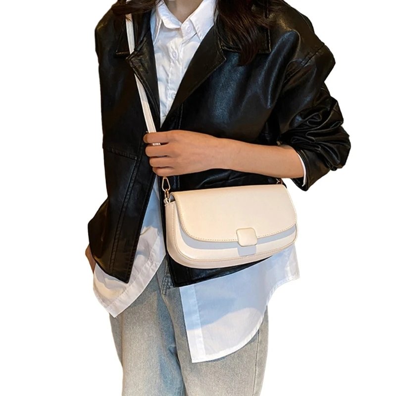 Shoulder Bag Large Capacity Fashion Trendy Bag for Women Girl Solid Color PU Bag