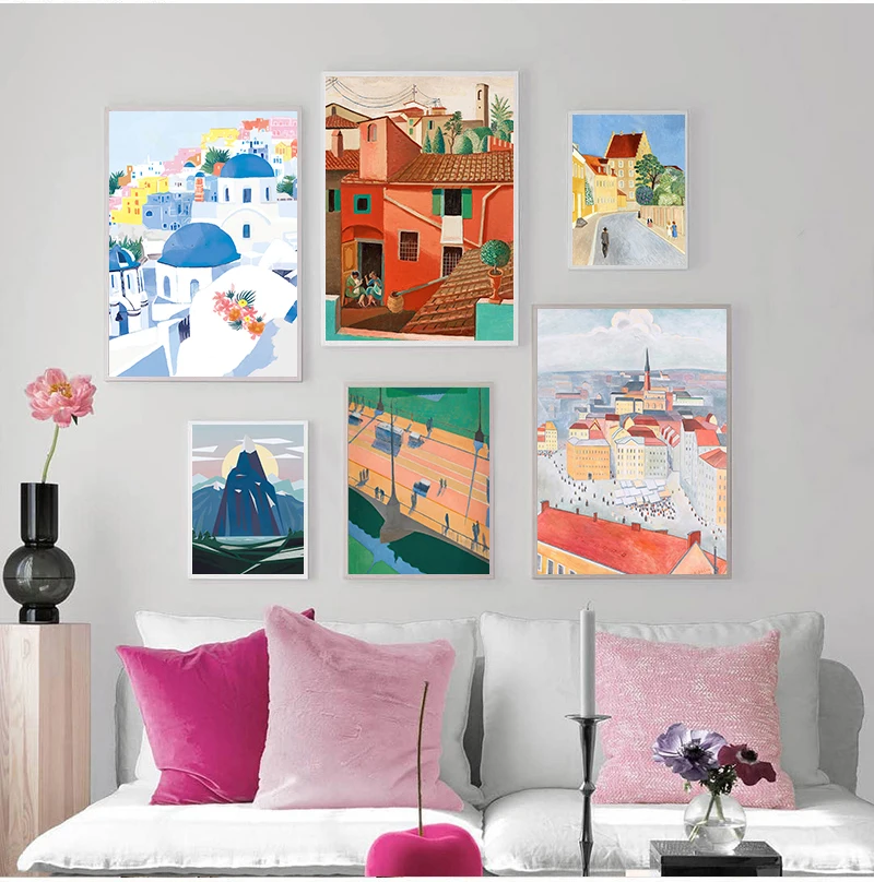 

Famous City Morocco New York Paris Ireland Landscape Print Art Canvas Poster For Living Room Decor Home Wall Picture